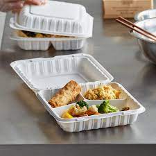 8 x 8 x 3 MFPP 3 Compartment Hinged Take Out Containers