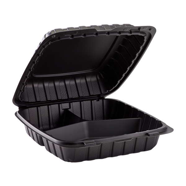 8 x 8 x 3 MFPP 3 Compartment Hinged Take Out Containers