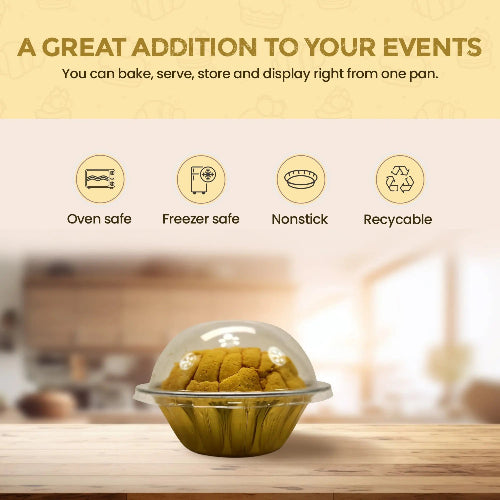 18 oz. Jumbo Disposable Aluminum Colored Pot Pie Pan with Dome Lid #A57P KitchenDance