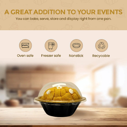 18 oz. Jumbo Disposable Aluminum Colored Pot Pie Pan with Dome Lid #A57P KitchenDance