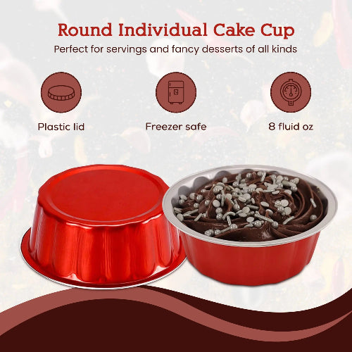 8 oz. Round Disposable Aluminum Foil Colored Dessert pan  #A8NL KitchenDance