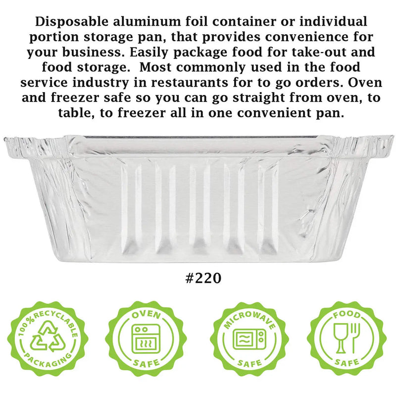 Disposable Aluminum Foil 1 lb. Take-out Pan with Board Lid  #220L Western Plastics