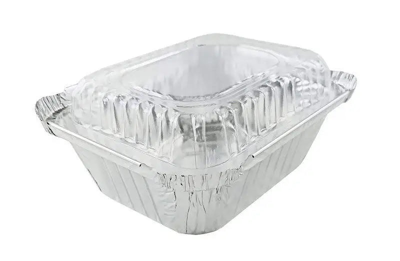 Disposable Aluminum Foil 1 lb. Carryout Pan with Plastic Lid    #220P HFA Inc. -- Handi-foil of America