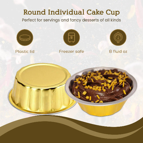 8 oz. Round Disposable Aluminum Foil Colored Dessert pan  #A8NL KitchenDance