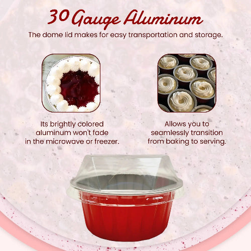 4.5 oz. Colored Aluminum Ramekin or Dessert Cup with Lid #A35P KitchenDance