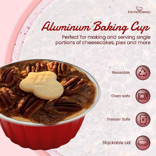 4.5 oz. Colored Aluminum Ramekin or Dessert Cup with Lid #A35P KitchenDance