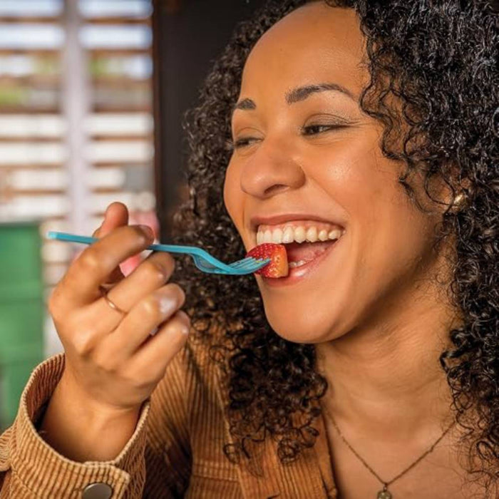 Phade® 6.5" Blue Compostable Unwrapped Forks - Case of 550 - #222673