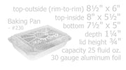 disposable aluminum foil 1½ lb. carryout pan, takeout pan, shallow beking pan, food storage container with plastic lid