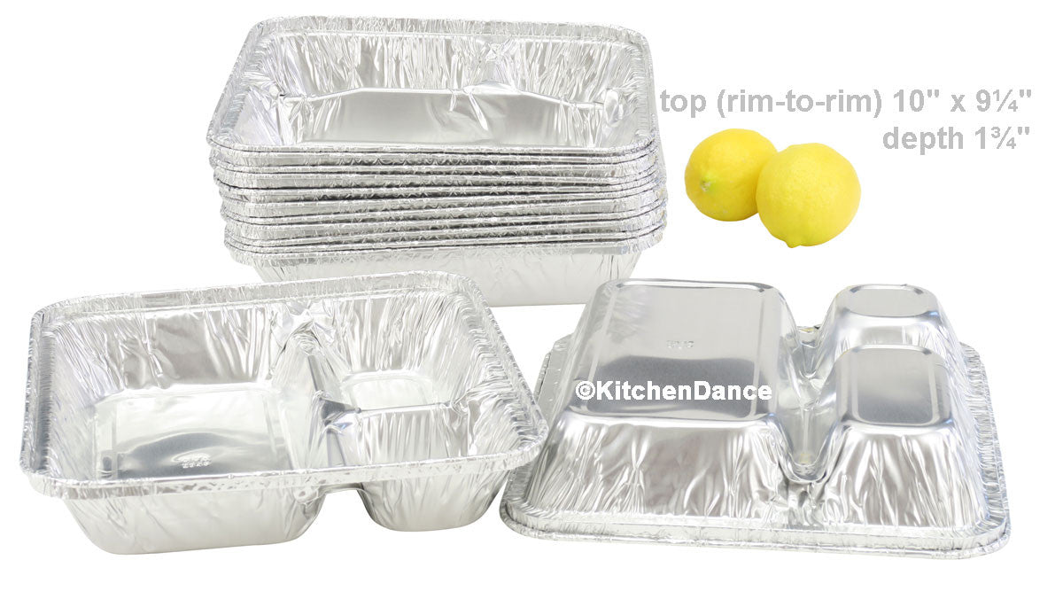 disposable aluminum foil 3 compartment tray, food service container, baking pan