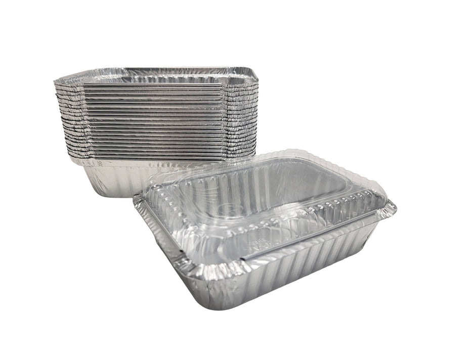 Bandeja para llevar de papel de aluminio de 1½ lb con tapa de plástico, combo n.° 235P