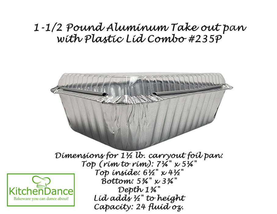 1½ lb. Aluminum Foil Carryout Pan with Plastic Lid Combo  #235P