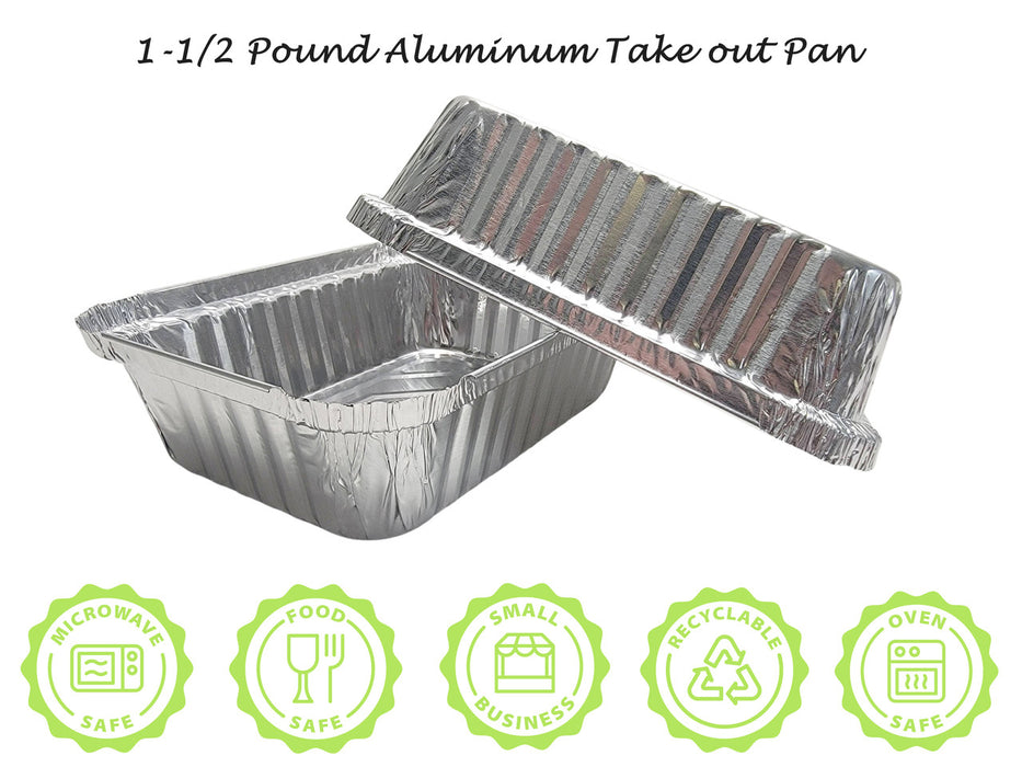 1½ lb. Aluminum Foil Carryout Pan with Plastic Lid Combo  #235P