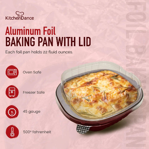 5" x 5" Colored Aluminum  Heavy Foil Square Pan with Lid Combo #A69P KitchenDance