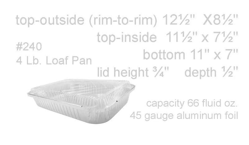 4 lb. Foil Oblong Carryout Pan with Plastic Lid  #240P Durable Packaging