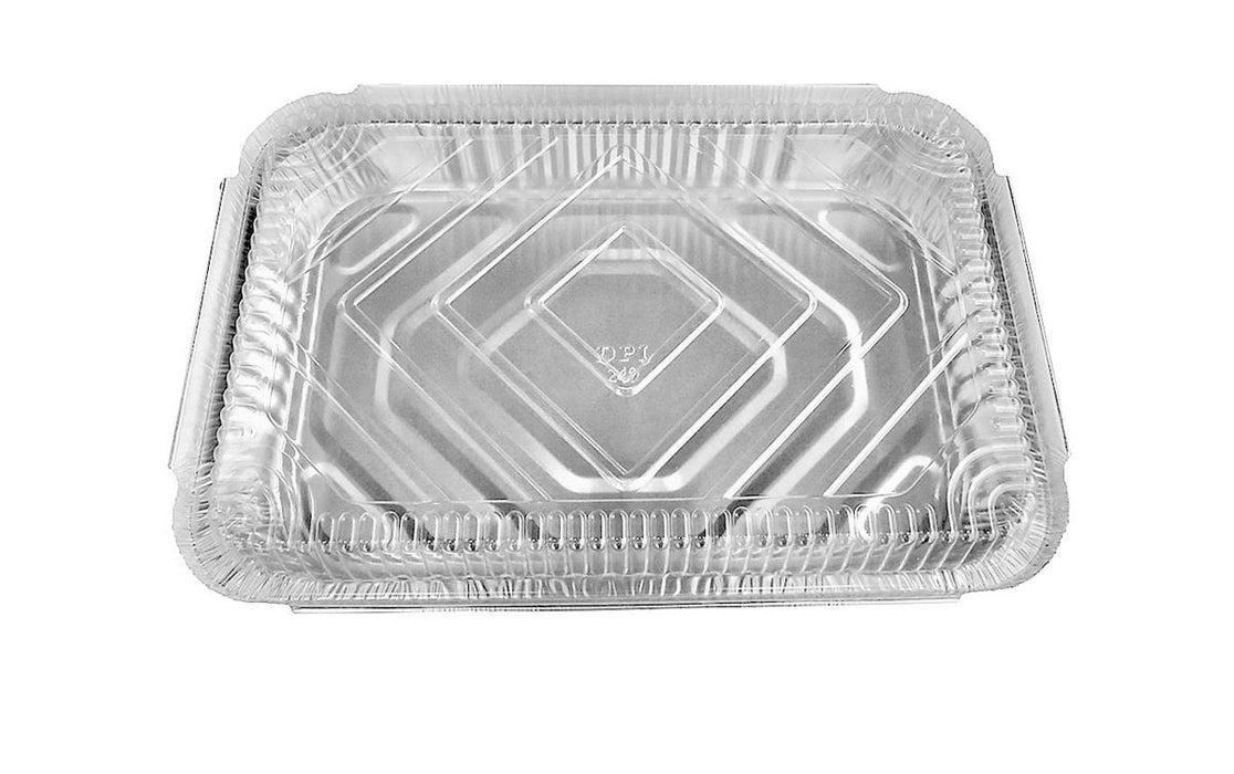 Bandeja rectangular para llevar de aluminio de 4 lb con tapa de plástico n.º 240P 