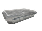 4 lb. Foil Oblong Carryout Pan with Plastic Lid  #240P Durable Packaging