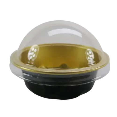 2 oz. Disposable Colored Foil Cup with Plastic Lid  #A3P KitchenDance