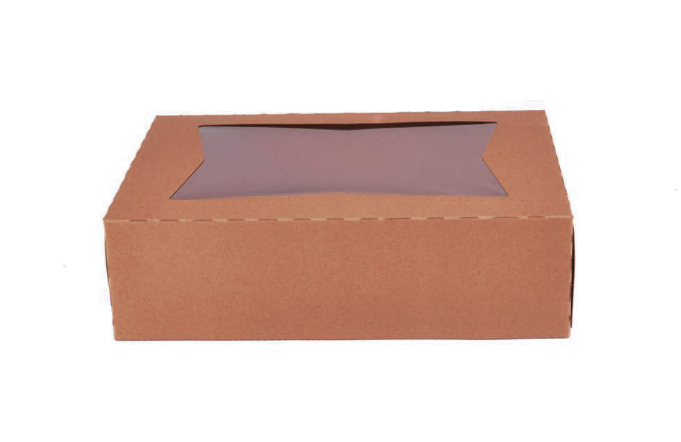 Cajas para panadería semiautomáticas con ventana de papel kraft de 14 x 10 x 4 de Southern Champion - N.° 24263K