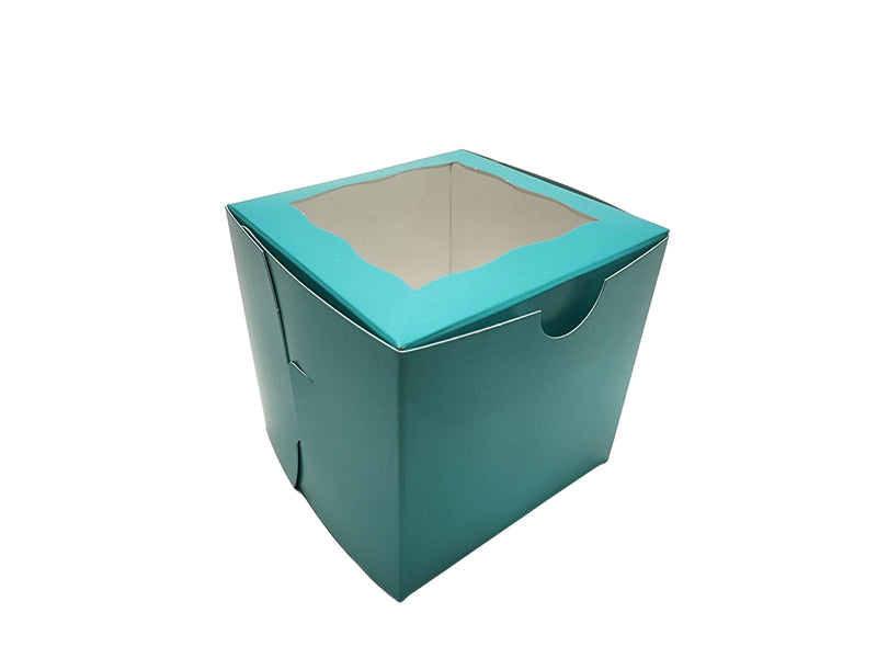 4" x 4" x 4" Colored Lock & Tab Box with Window - Pack of 10  #444W BRP Box shop