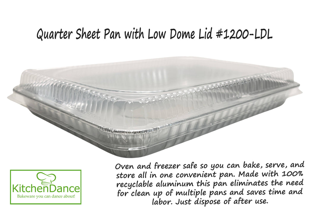 Disposable  Aluminum Foil 1/4  Sheet Cake Pan with Plastic Lid  #1200P