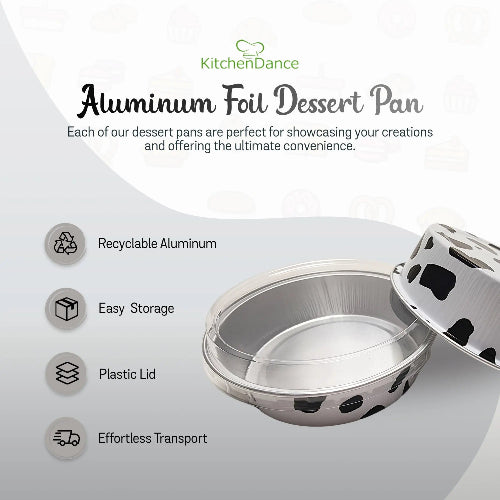 8 oz. Smooth wall Disposable Round Foil Pan with Snap-on Plastic Lid  #A42P KitchenDance