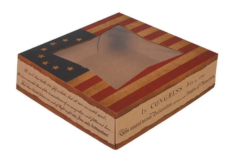 Southern Champion 9 x 9 x 2.5"  American Flag Pie Box #2482 Southern Champion
