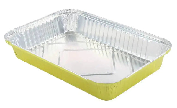Disposable Colored Aluminum Foil 4½  Lb. Carryout Pan with Board Lid #52180L KitchenDance