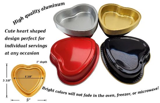 8 oz.  Individual Sized Disposable Heart Shaped Foil Dessert Pan -  #A255NL KitchenDance