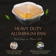 11 oz. Square Foil Dessert Cup with Plastic Lids - #A24P KitchenDance