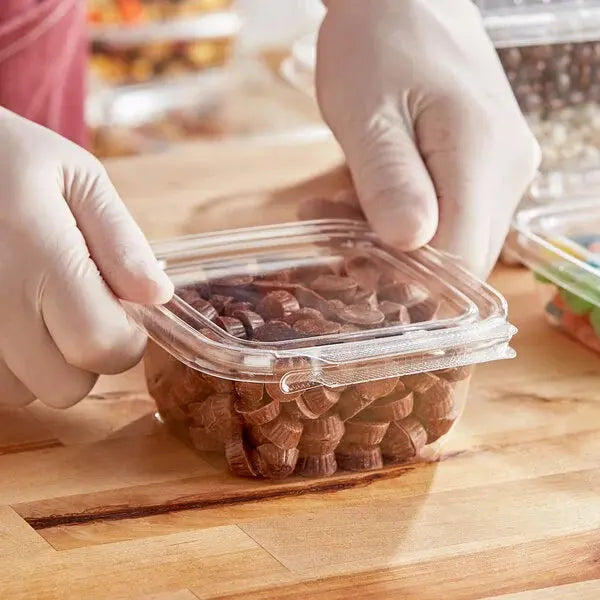 Inline Plastics Safe-T-Fresh 4x4 Square Tamper Evident & Tamper Resistant Clamshell Container, 12 oz. - TS4012 Inline Plastics