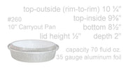 disposable aluminum foil 10" round baking pan, carryout pan, takeout pan, food container with plastic lid