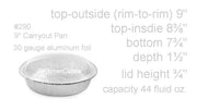 disposable aluminum foil 9" carryout/takeout pans, baking pans, food containers