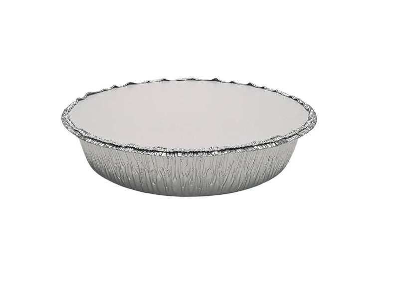 9" Disposable Round Carryout Foil Container with Board Lid   #290L Western Plastics