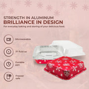 8" Square  Aluminum Foil  Holiday Cake Pan with Plastic Lid  #9101X Durable Packaging