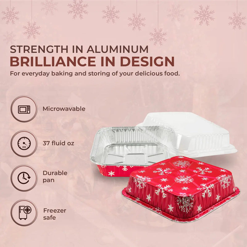 8" Square  Aluminum Foil  Holiday Cake Pan with Plastic Lid  #9101X Durable Packaging