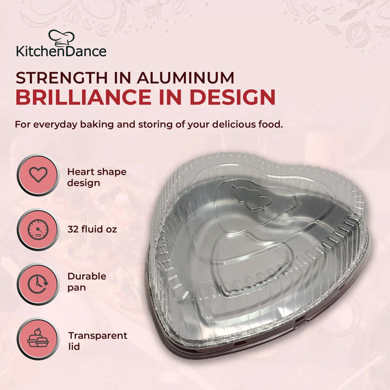 Disposable Heart Shaped Foil Pan with Plastic Dome Lid   #339P HFA Inc. -- Handi-foil of America