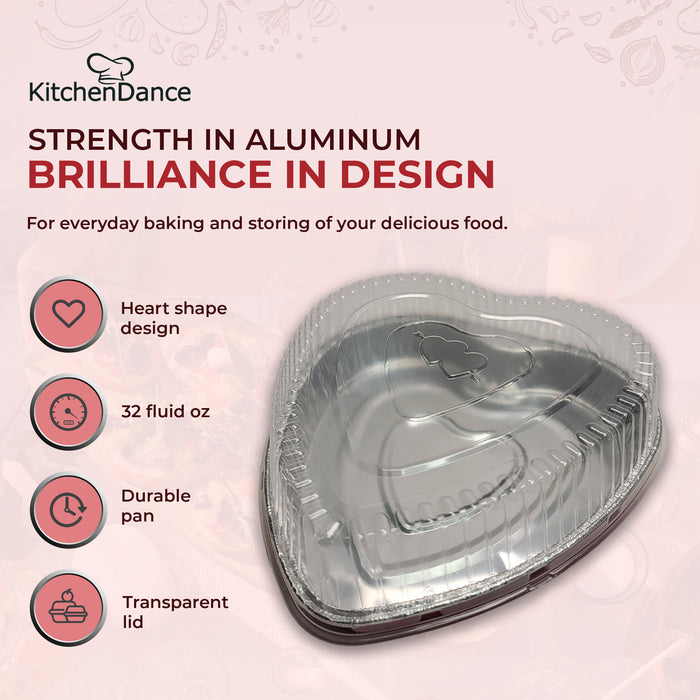 Disposable Heart Shaped Foil Pan with Plastic Dome Lid   #339P