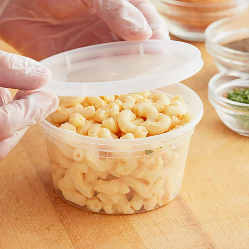 Tripack Deli Pro 12 oz. Round Microwavable Food Storage Deli Container With Lid Combo Pack - #TD40012 - Pack of 48 Tripack Deli Pro
