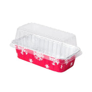 2 lb. Disposable Holiday Foil Loaf Pan with Plastic Lid   #9401P Durable Packaging