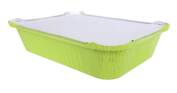 Colored Disposable Aluminum 3.75 Pound Carryout pan w/ Board Lid #3227L KitchenDance