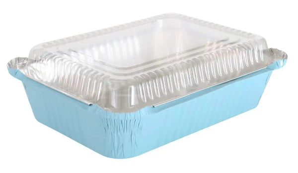 Colored Disposable Aluminum 3.75 Pound Carryout pan w/ Plastic Lid #3227P KitchenDance