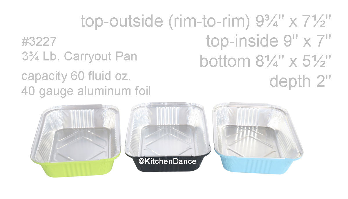 disposable aluminum foil 3¾ lb. carryout pans, takeout pan, serving pan,  holiday baking pans, food serving pans