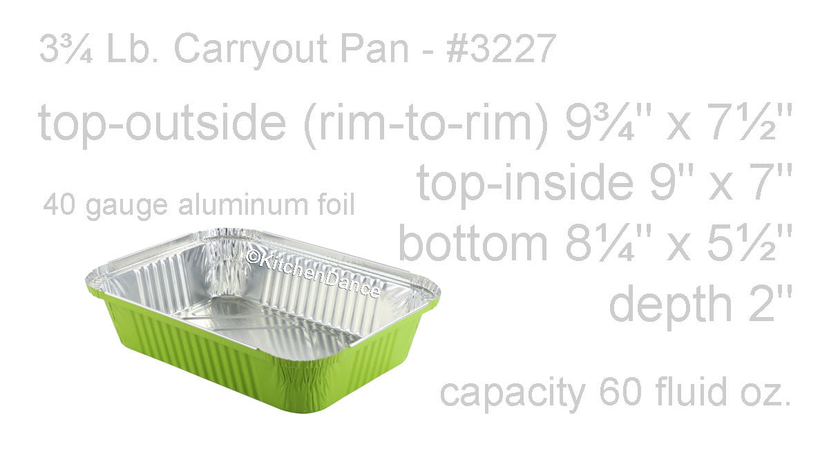 disposable aluminum foil 3¾ lb. carryout pans, takeout pan, serving pan,  holiday baking pans, food serving pan