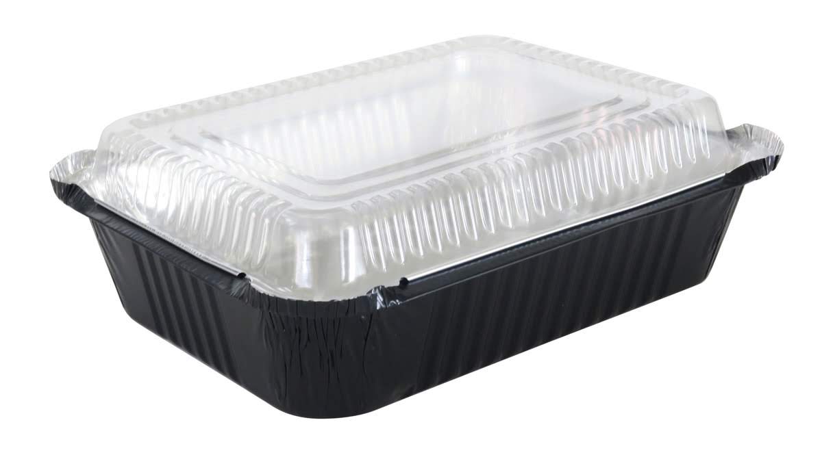 Colored Disposable Aluminum 3.75 Pound Carryout pan w/ Plastic Lid #3227P