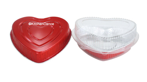 disposable aluminum foil heart-shaped pan, colored holiday baking pan,  serving pan / tray  with a clamshell container