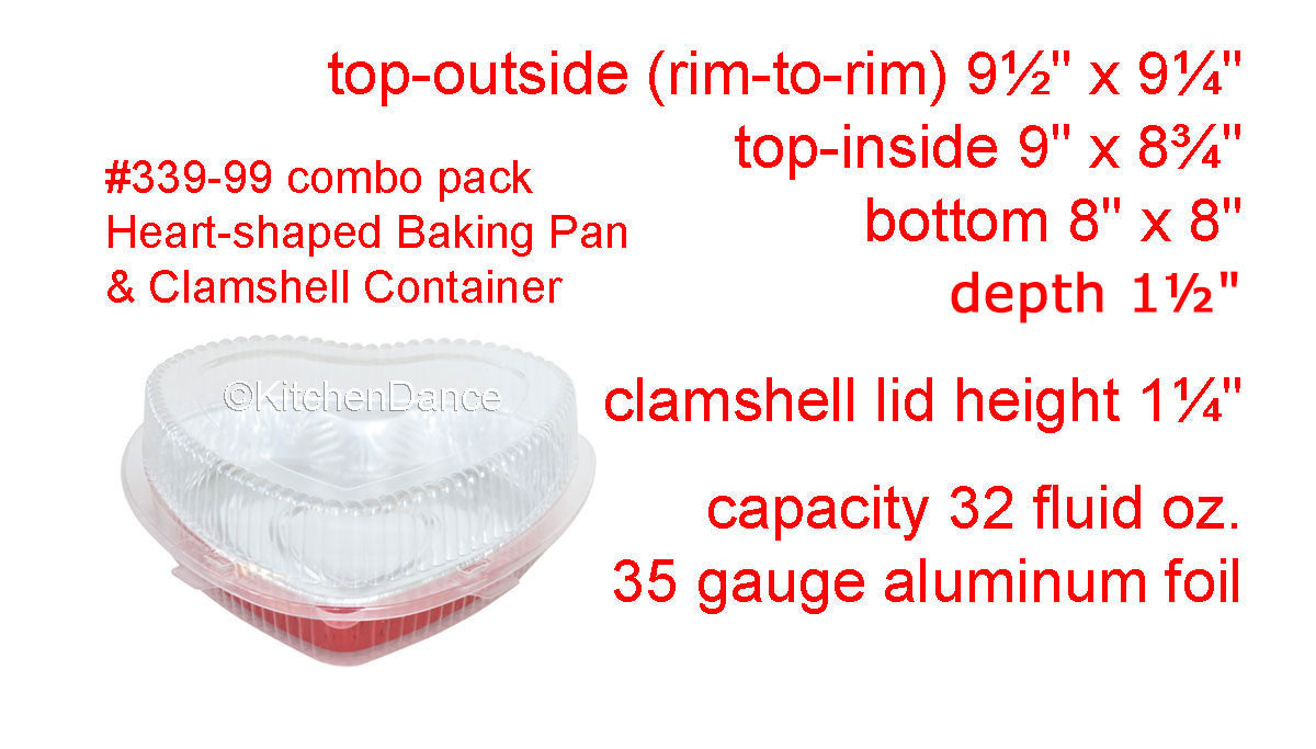 disposable aluminum foil heart-shaped pan, colored holiday baking pan,  serving pan / tray  with a clamshell container