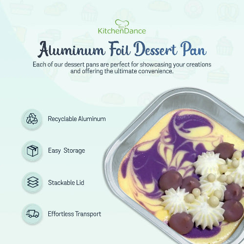 4" Square Colored Aluminum Foil Dessert Pan with Snap-On Plastic Lid   #A6P KitchenDance