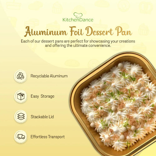 4" Square Colored Aluminum Foil Dessert Pan with Snap-On Plastic Lid   #A6P KitchenDance