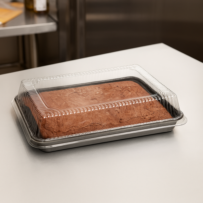 9" x 13" Black Quarter Size Oven Safe Heavy Weight Sheet Pan with High Dome Lid - #42082-37925