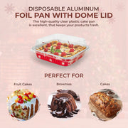 8" Square  Aluminum Foil  Holiday Cake Pan with Plastic Lid  #9101X Durable Packaging